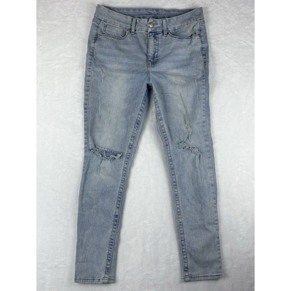 Seven 7 Jeans Womens Blue Distressed Tummyless‎ High Rise Skinny Jeans Size 12
